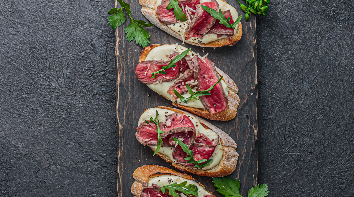 Beef Bruschetta with Roasted Garlic-Feta Spread by Beef Loving Texas ...