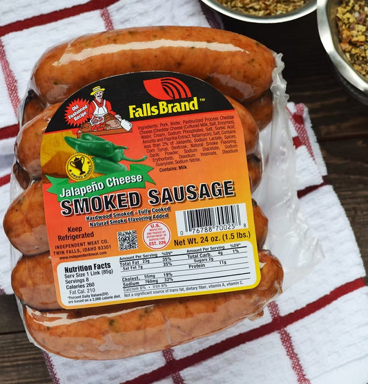 Pork Jalapeno Cheese Sausage - 1.5 lb package, 8 Links
